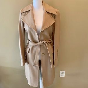 Kenneth Cole Reaction Camel Wool Belted Trench Military Pea Coat